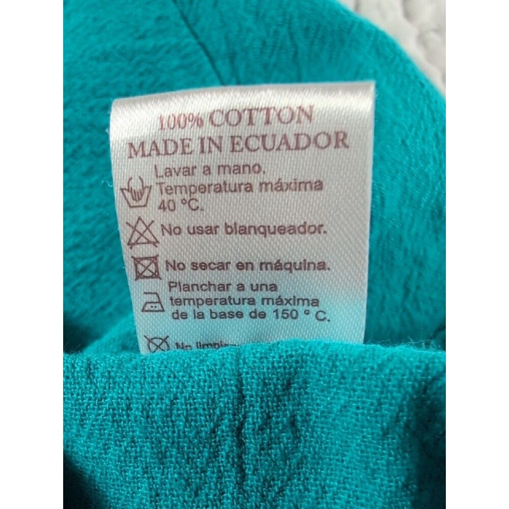 100% Cotton Embroidered V-Neck Button-Front Women's Shirt - Teal Size M - Picture 5 of 10
